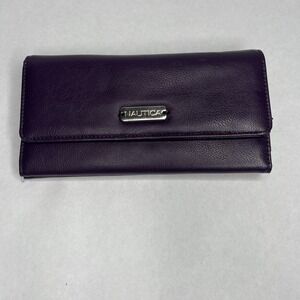 Nautica Wallet Clutch RFID Blocking Protection Purple 8" X 4" Tri Fold Checkbook
